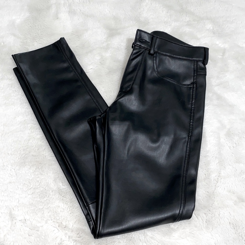 ZARA leather high waisted straight leg pants